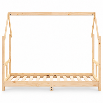 Lit cabane 80x160 en pin massif – Charme, toit pentagonal