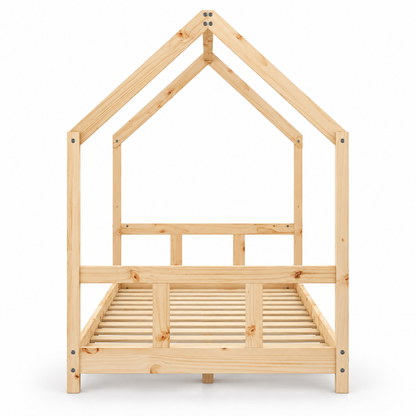 Lit cabane 90x190 en pin massif – Charme, toit pentagonal