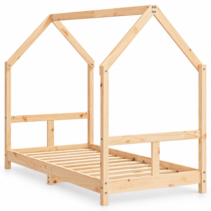 Lit cabane 80x160 en pin massif – Charme, toit pentagonal