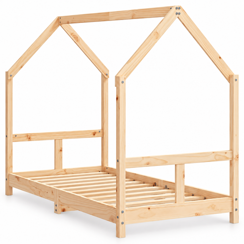 Lit cabane 80x160 en pin massif – Charme, toit pentagonal