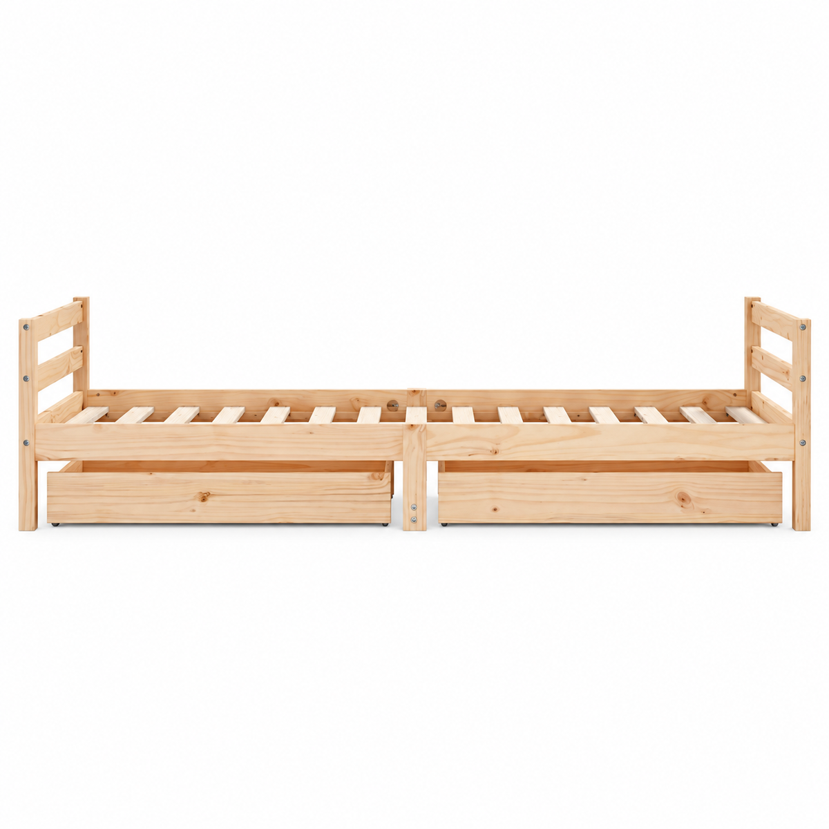 Lit enfant 90x190 en pin massif – Érable, bas avec 2 tiroirs