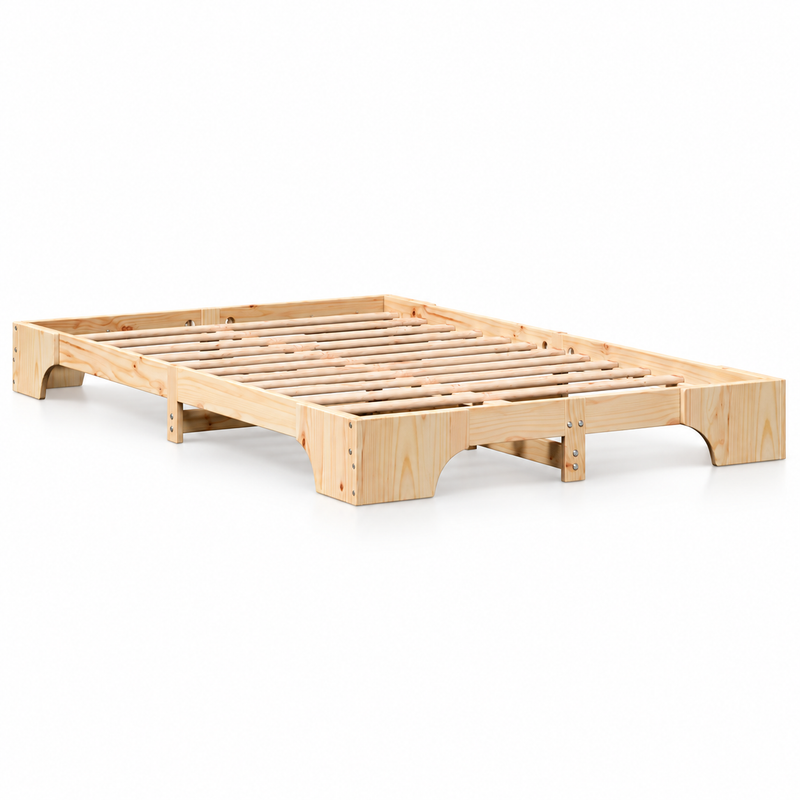 Lit enfant 140x190 en pin massif – Orme, plateforme basse épurée