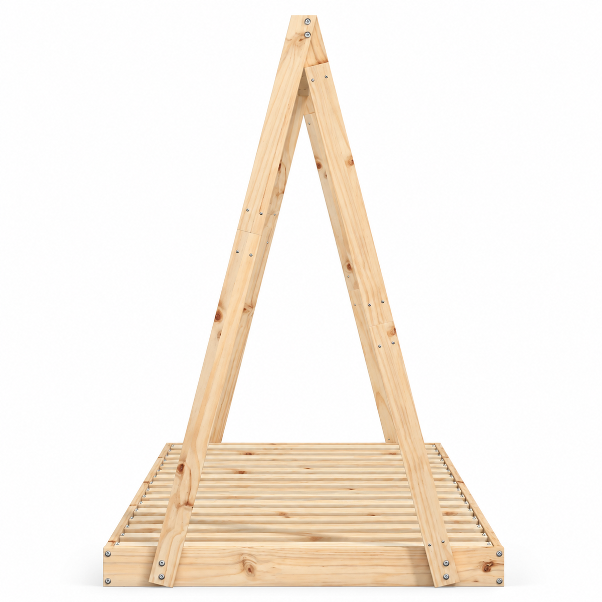 Lit cabane 90x190 en pin massif – Cèdre, tipi au sol