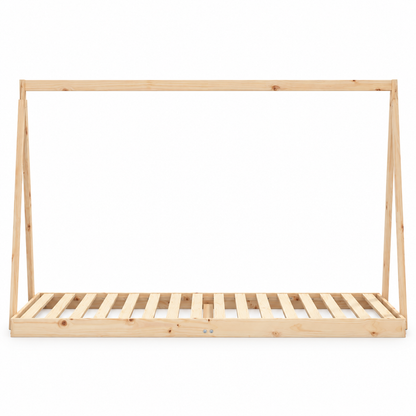 Lit cabane 90x190 en pin massif – Cèdre, tipi au sol