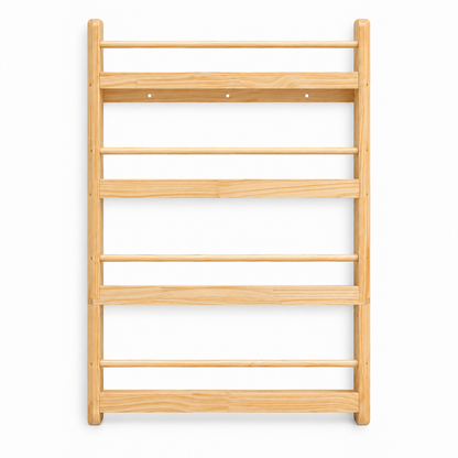 Bibliothèque Enfant Murale en Bois Naturel 4 Niveaux - Rangement Montessori