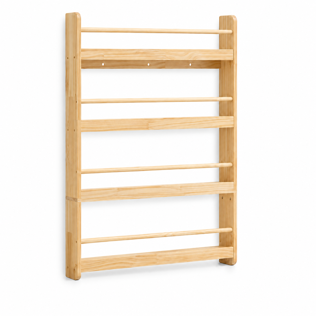 Bibliothèque Enfant Murale en Bois Naturel 4 Niveaux - Rangement Montessori