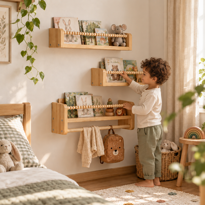 Lot de 3 Bibliothèques Enfant Murales 50cm - Etagère livre en bois