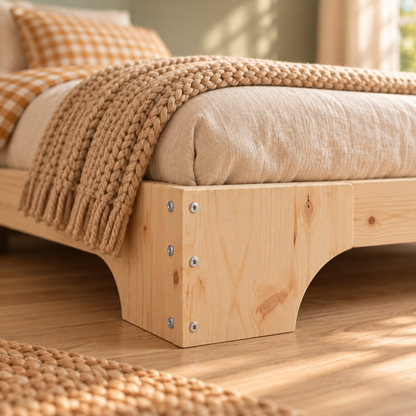 Lit enfant 90x190 en pin massif – Orme, plateforme basse épurée