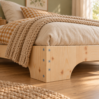 Lit enfant 140x190 en pin massif – Orme, plateforme basse épurée