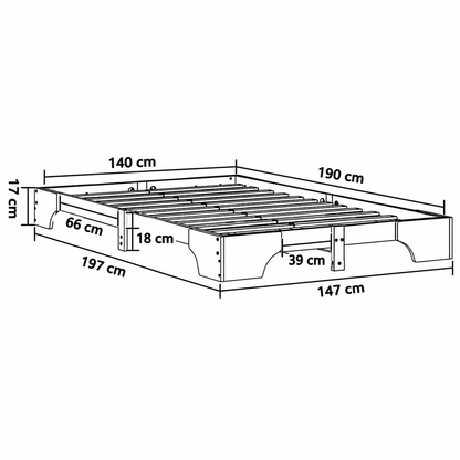 Lit enfant 140x190 en pin massif – Orme, plateforme basse épurée