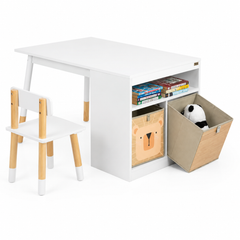 Table Enfant avec Rangement - 2 Chaises et 2 Bacs