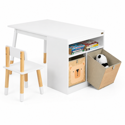 Table Enfant avec Rangement - 2 Chaises et 2 Bacs