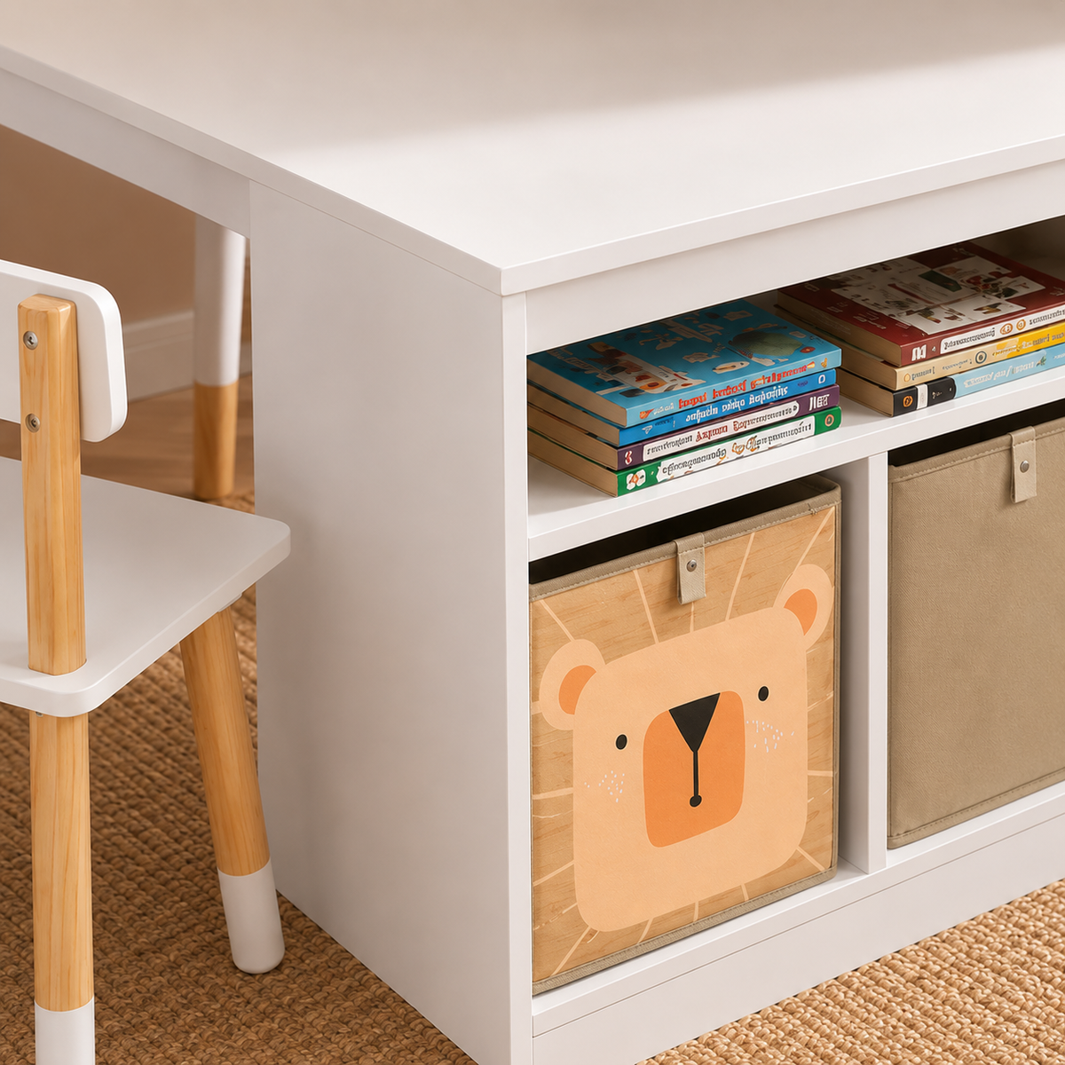 Table Enfant avec Rangement - 2 Chaises et 2 Bacs
