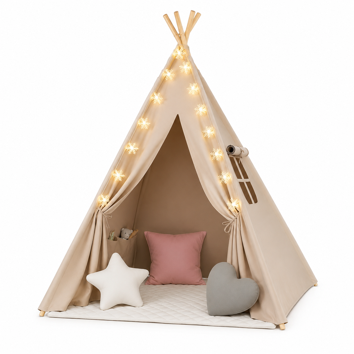 Tipi Enfant - Tente de Jeu avec Tapis et 3 Coussins