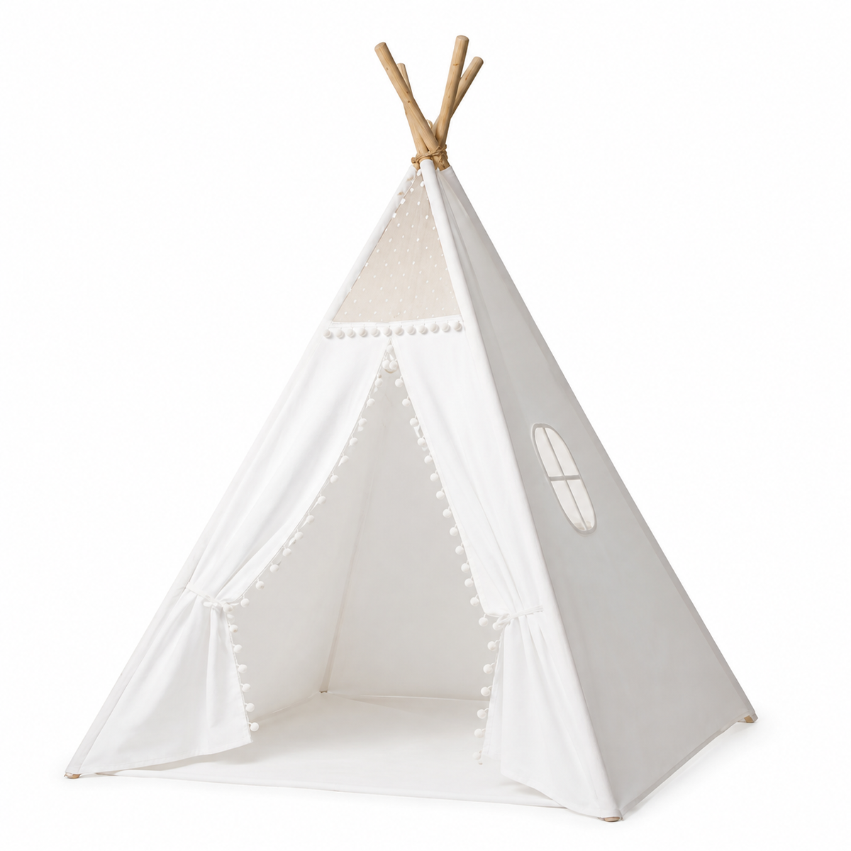 Tipi Enfant Blanc - Tente de Lecture en Coton et Bois