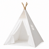 Tipi Enfant Blanc - Tente de Lecture en Coton et Bois