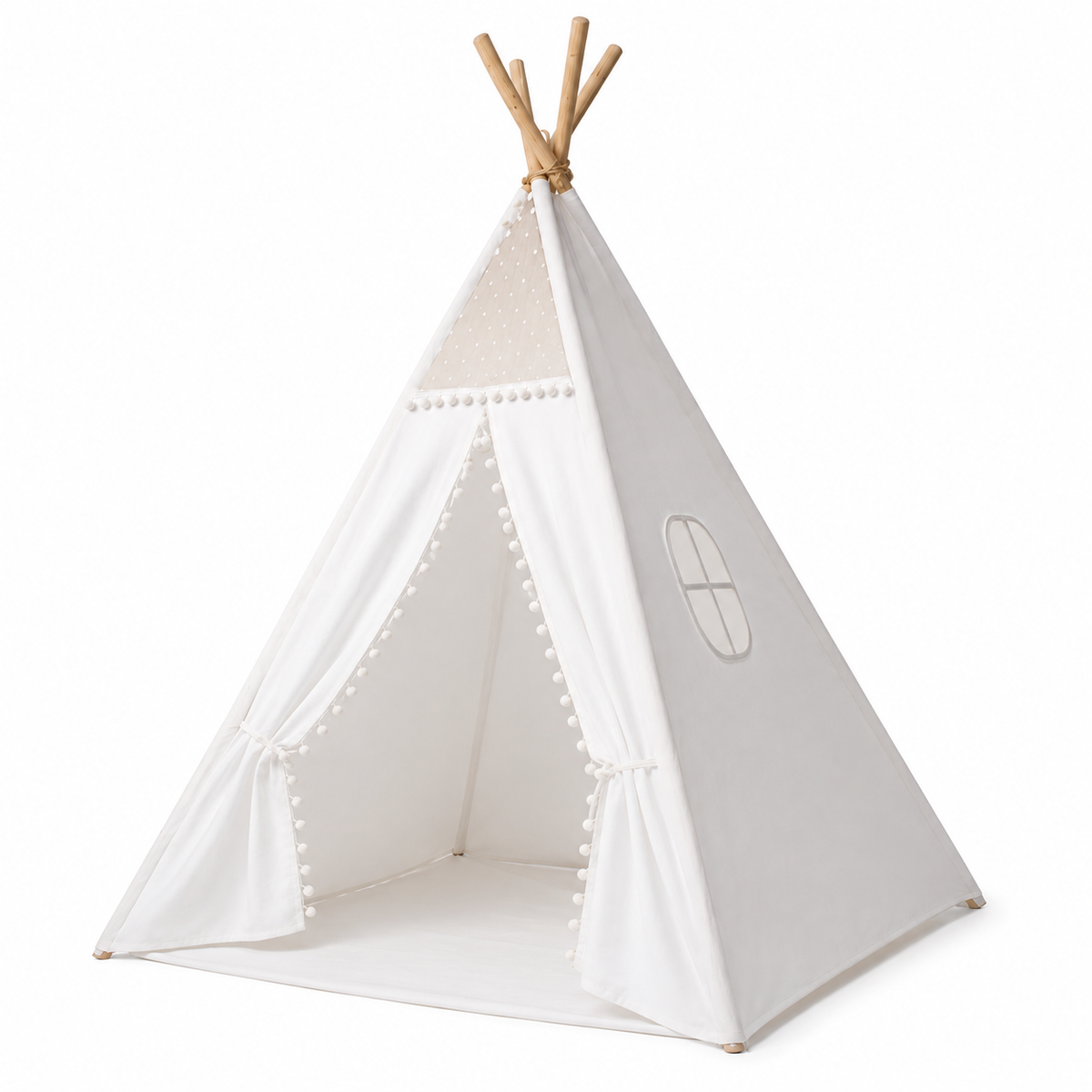 Tipi Enfant Blanc - Tente de Lecture en Coton et Bois