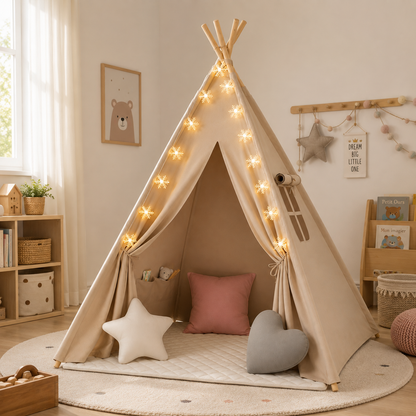 Tipi Enfant - Tente de Jeu avec Tapis et 3 Coussins