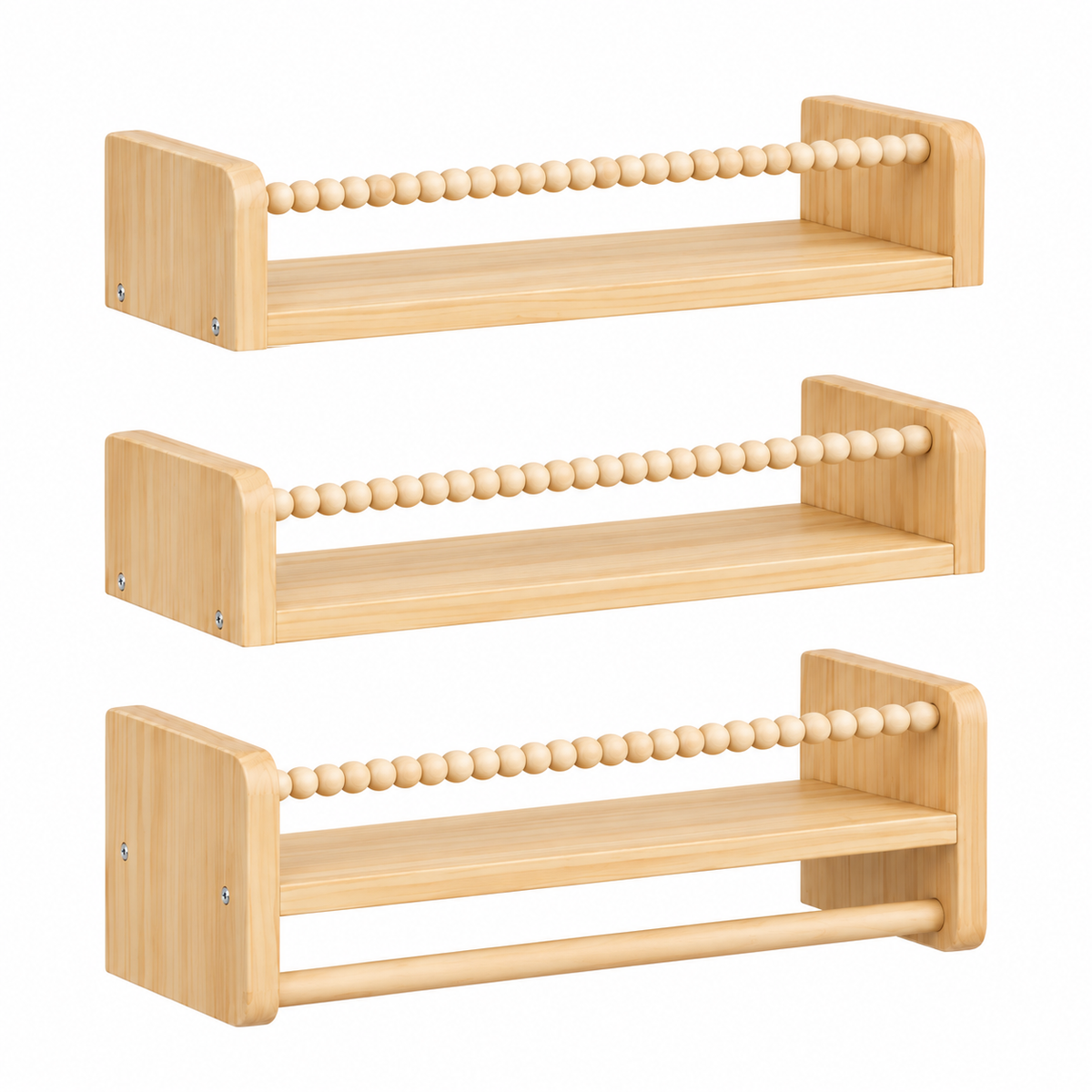 Lot de 3 Bibliothèques Enfant Murales 60cm - Etagère livre en bois
