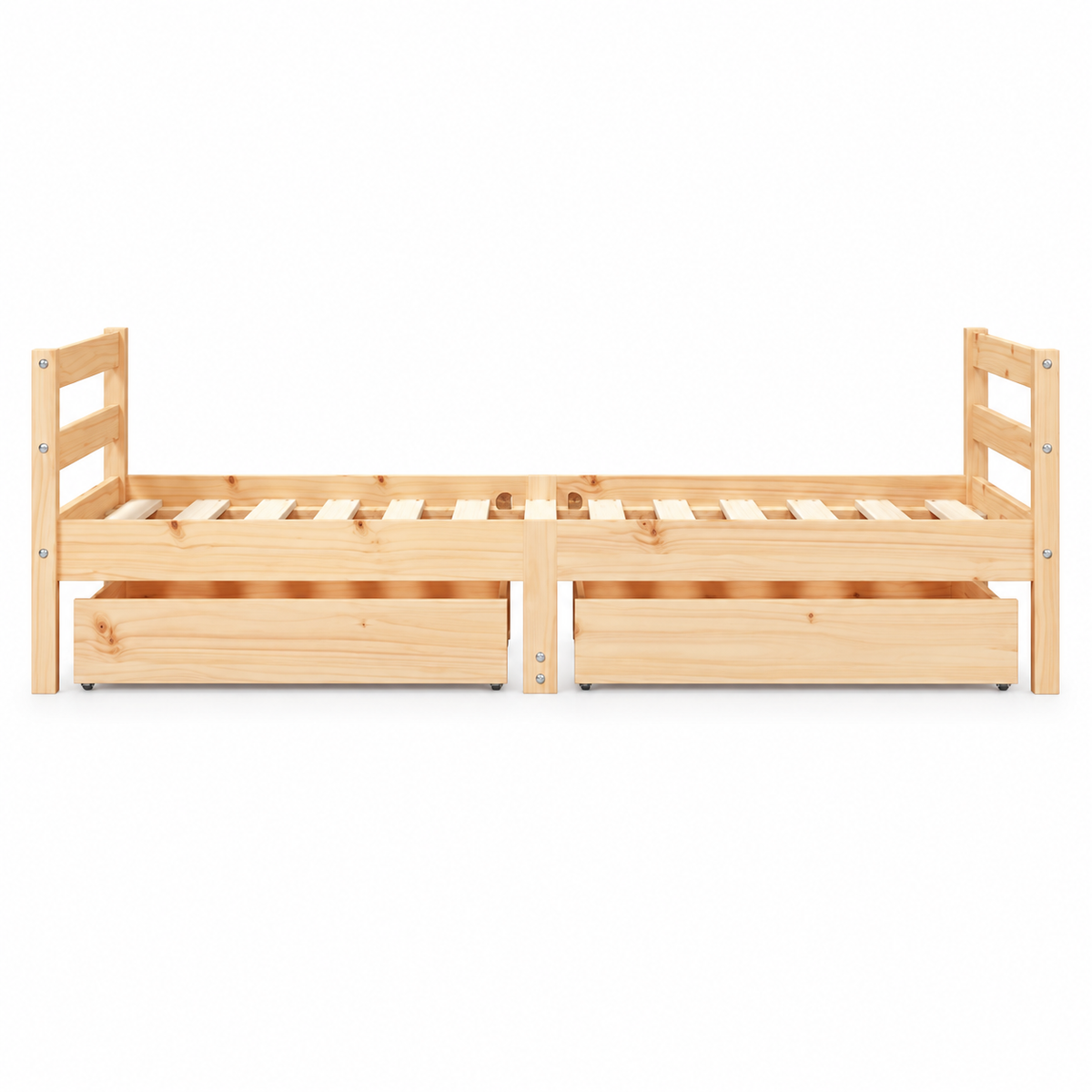 Lit enfant 80x160 en pin massif – Érable, bas avec 2 tiroirs