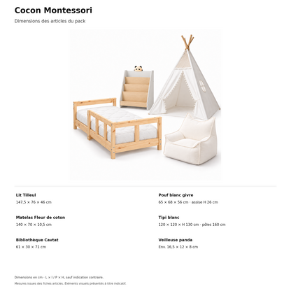 Dimensions vérifiées de tous les articles — cocon-montessori