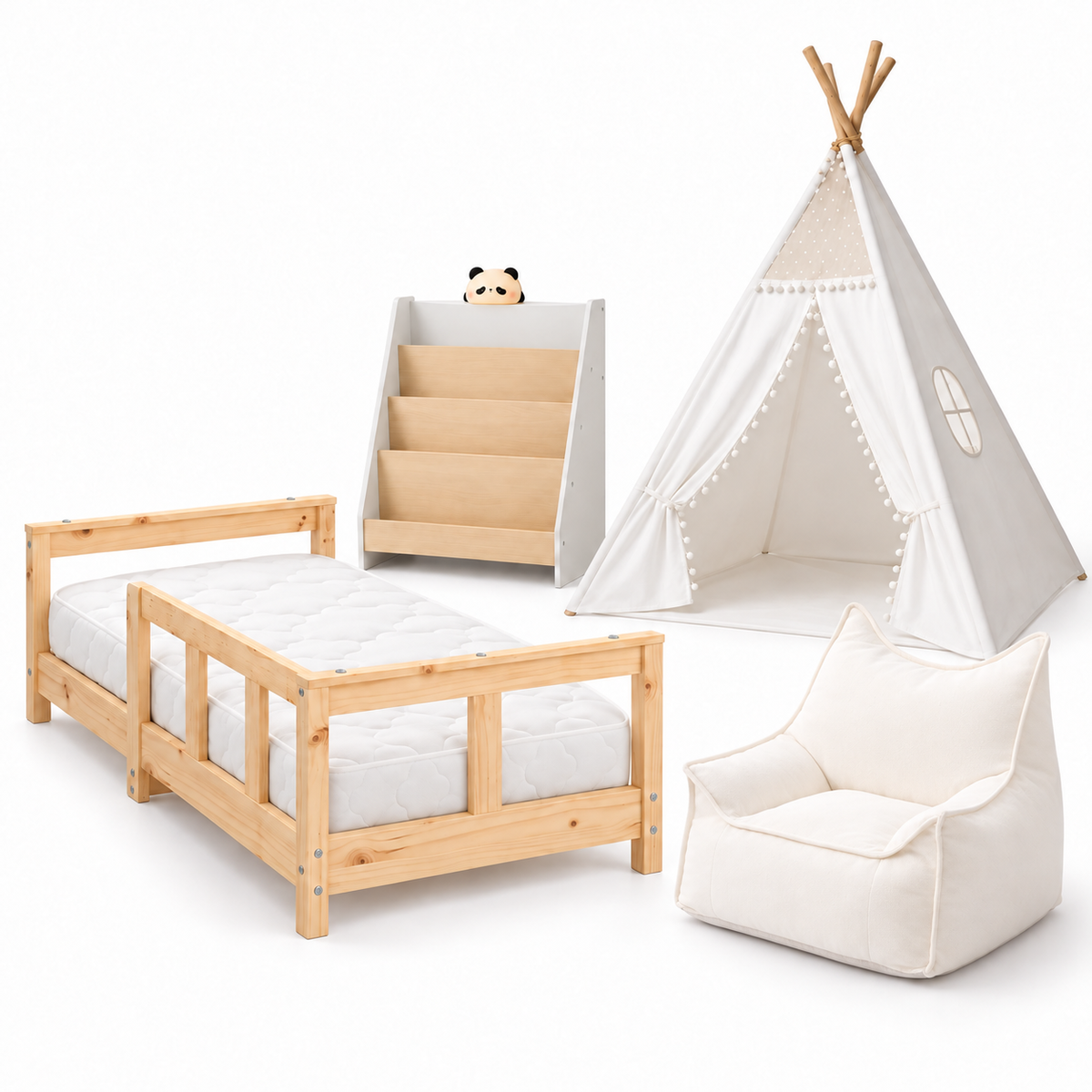 Chambre complète enfant — cocon-montessori-fond-blanc — proportions corrigées