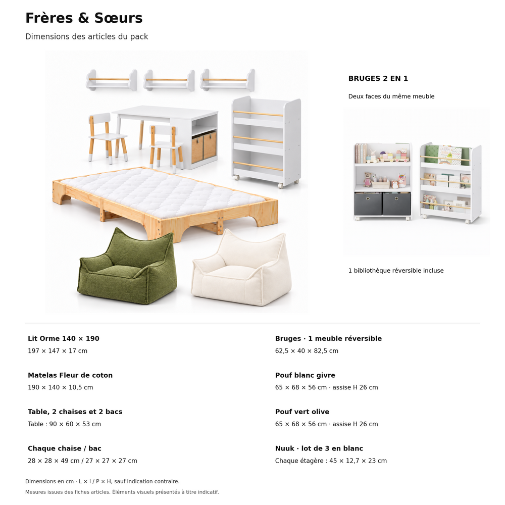 Dimensions vérifiées de tous les articles — freres-soeurs