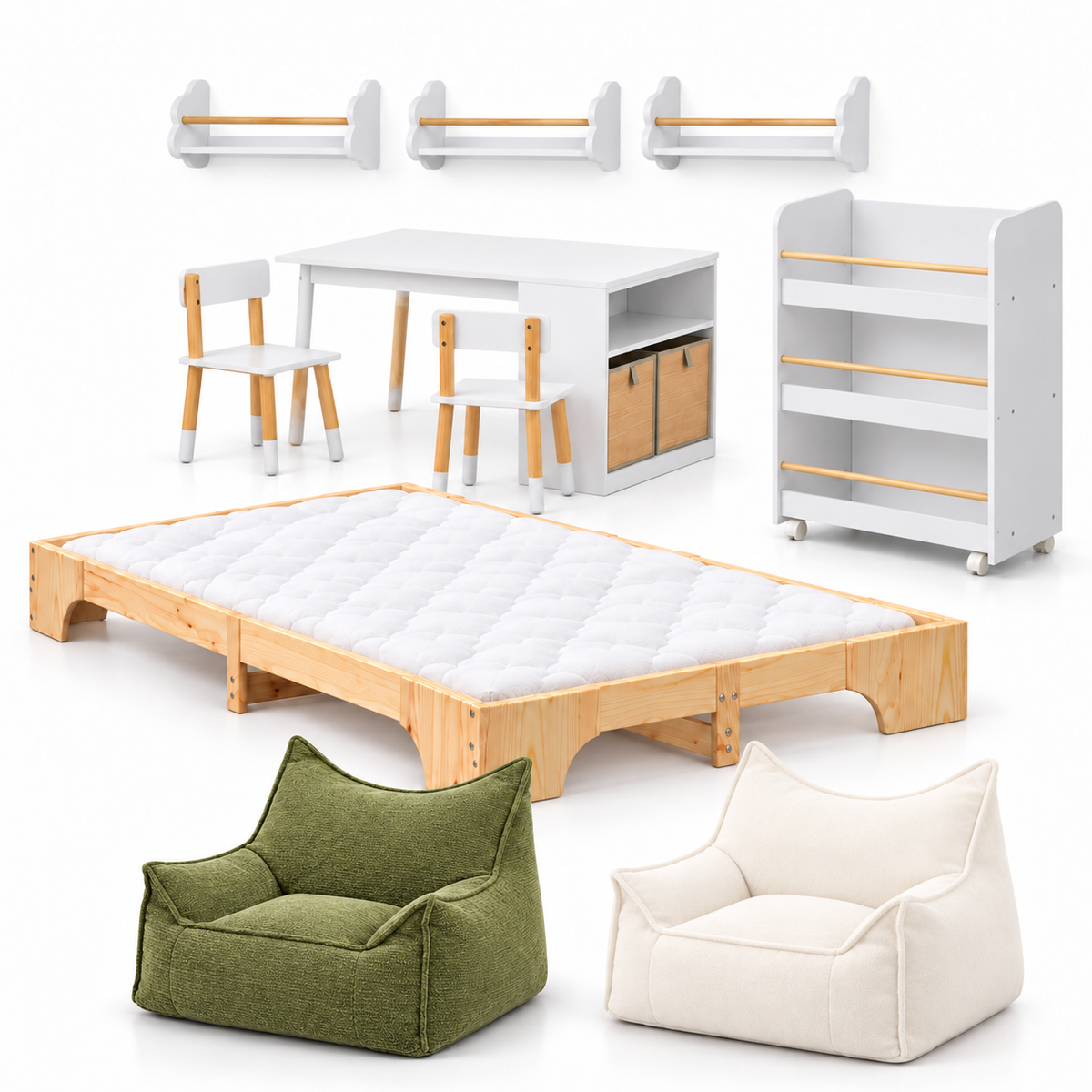 Chambre complète enfant — freres-soeurs-fond-blanc — proportions corrigées